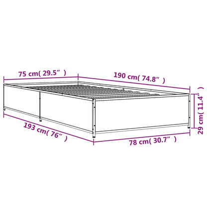 Bed Frame without Mattress Black 75x190 cm Small Single