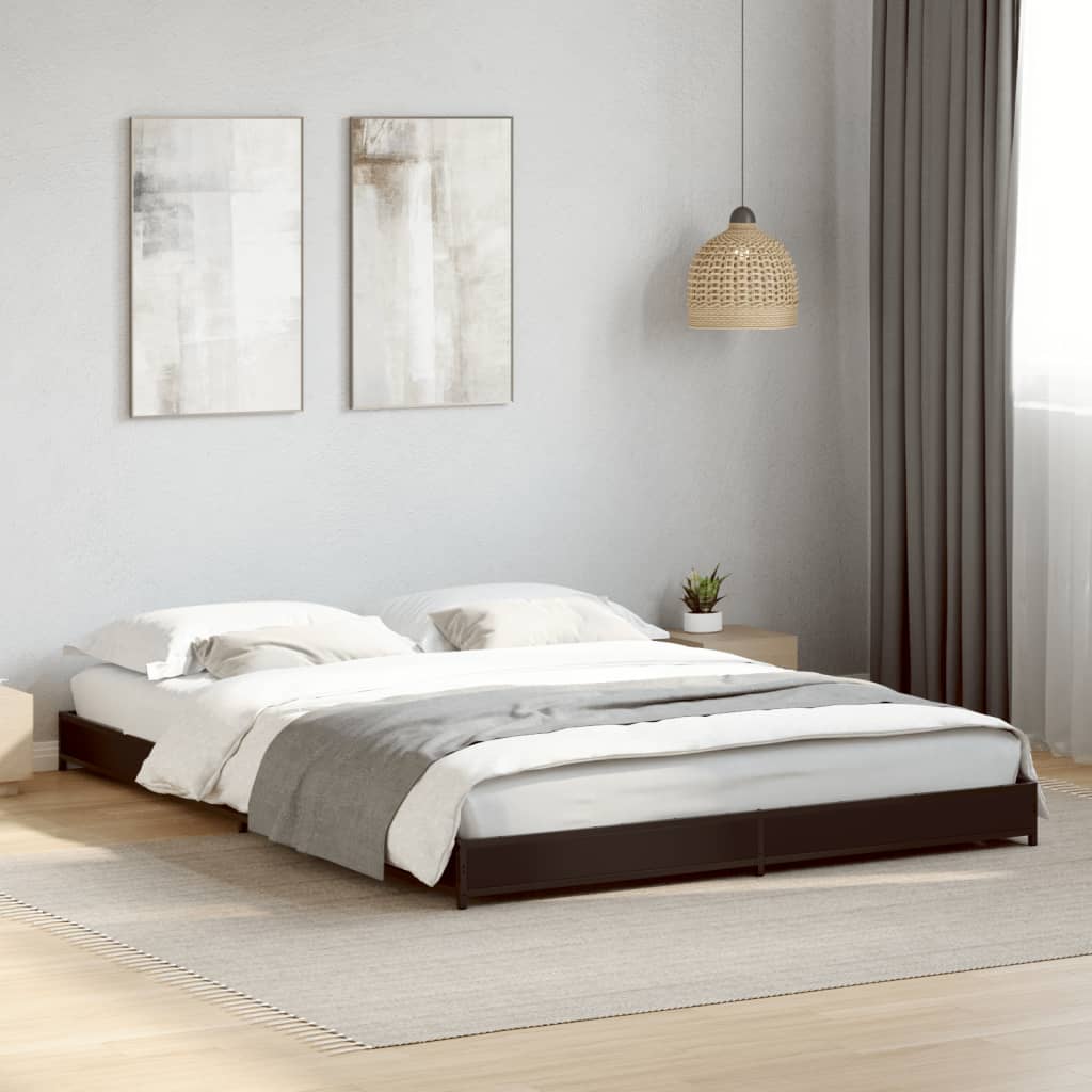 Bed Frame without Mattress Black 150x200 cm King Size