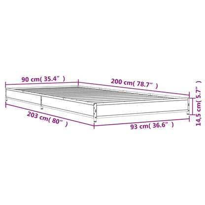 Bed Frame without Mattress Brown Oak 90x200 cm