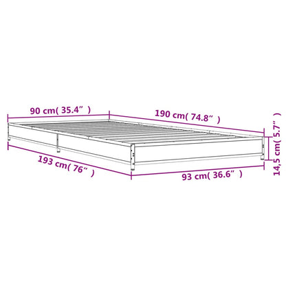 Bed Frame without Mattress Grey Sonoma 90x190 cm Single