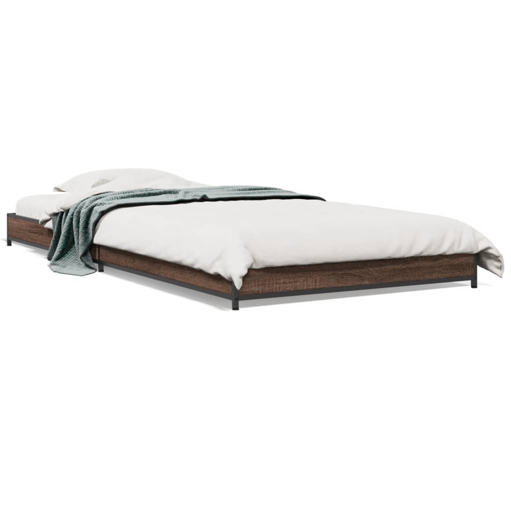 Bed Frame without Mattress Brown Oak 75x190 cm Small Single