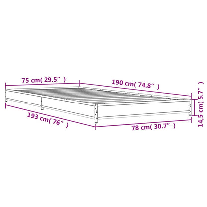 Bed Frame without Mattress Brown Oak 75x190 cm Small Single