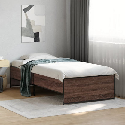 Bed Frame without Mattress Brown Oak 100x200 cm
