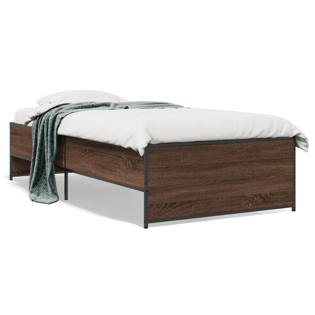 Bed Frame without Mattress Brown Oak 75x190 cm Small Single