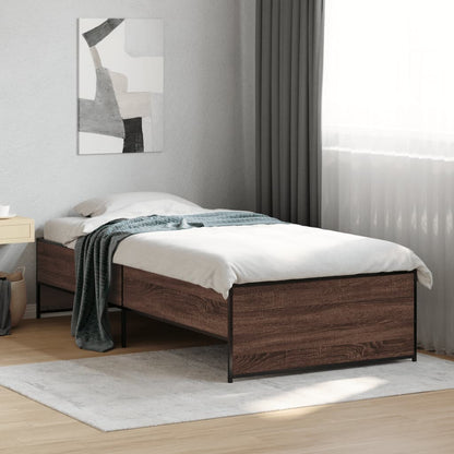 Bed Frame without Mattress Brown Oak 75x190 cm Small Single