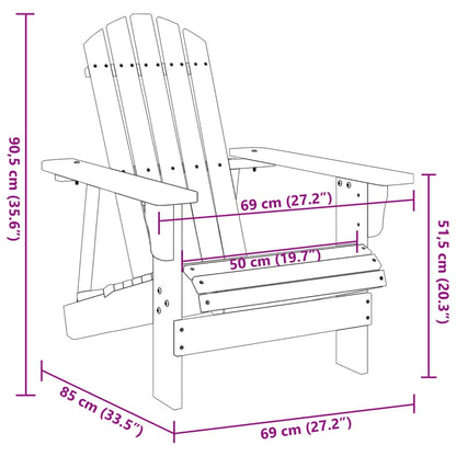 Adirondack Chair White 69x85x90.5 cm Solid Wood Fir