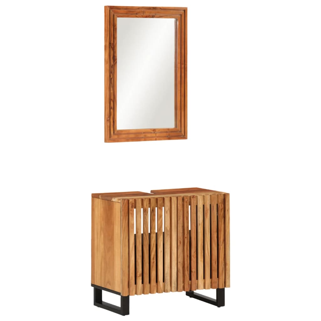 2 Piece Bathroom Furniture Set Solid Wood Acacia