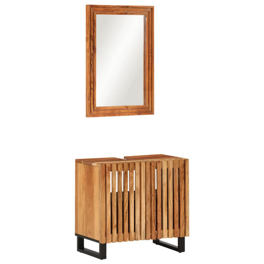2 Piece Bathroom Furniture Set Solid Wood Acacia
