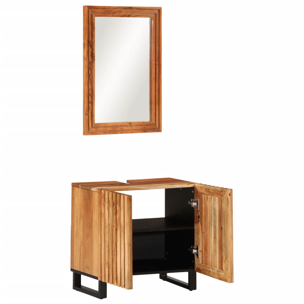 2 Piece Bathroom Furniture Set Solid Wood Acacia