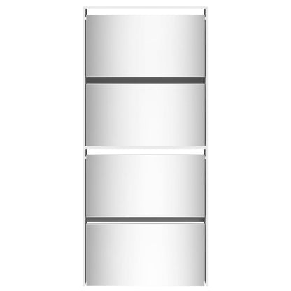 Shoe Cabinet with Mirror 4-Layer High Gloss White 63x17x134 cm