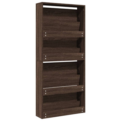 Shoe Cabinet with Mirror 4-Layer Brown Oak 63x17x134 cm