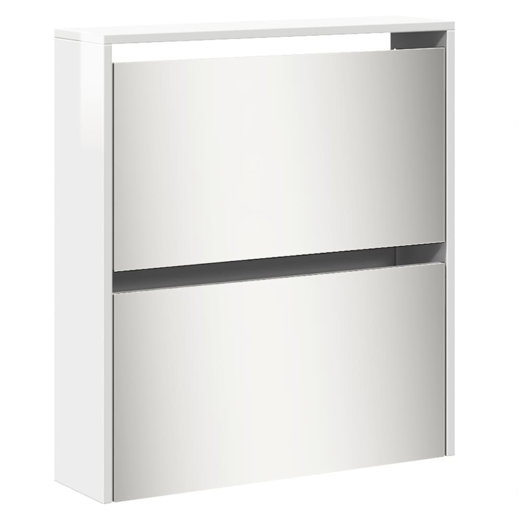 Shoe Cabinet with Mirror 5-Layer High Gloss White 63x17x169.5 cm