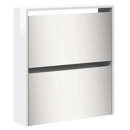Shoe Cabinet with Mirror 5-Layer High Gloss White 63x17x169.5 cm