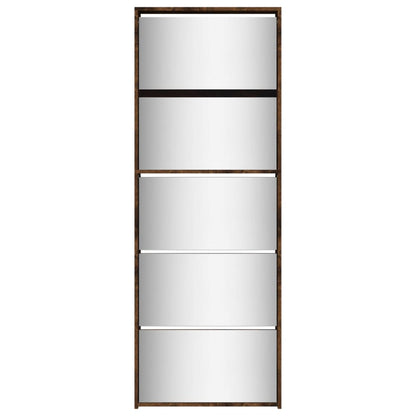Shoe Cabinet with Mirror 5-Layer Smoked Oak 63x17x169.5 cm