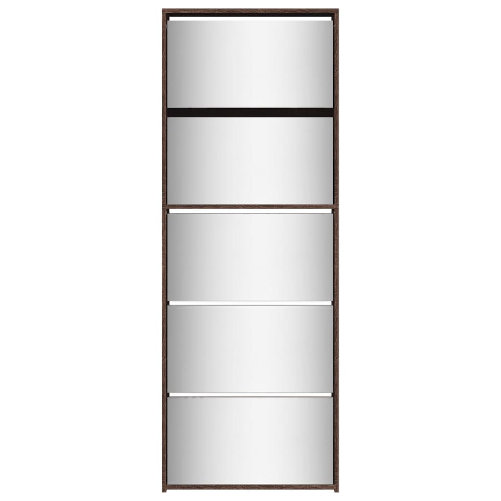 Shoe Cabinet with Mirror 5-Layer Brown Oak 63x17x169.5 cm