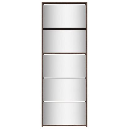 Shoe Cabinet with Mirror 5-Layer Brown Oak 63x17x169.5 cm