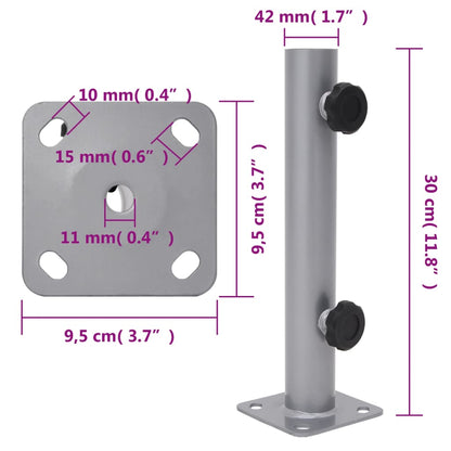 Parasol Base for Ø32/34/38 mm Pole Silver Steel