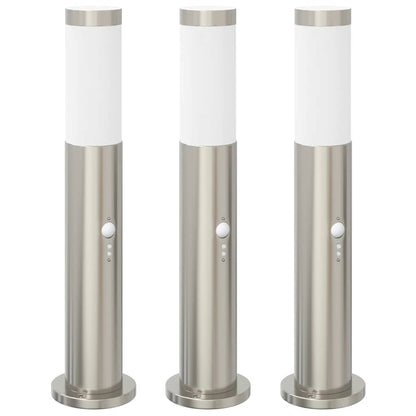 Bollard Lights with Sensor 3pcs 50 cm Stainless Steel IP44