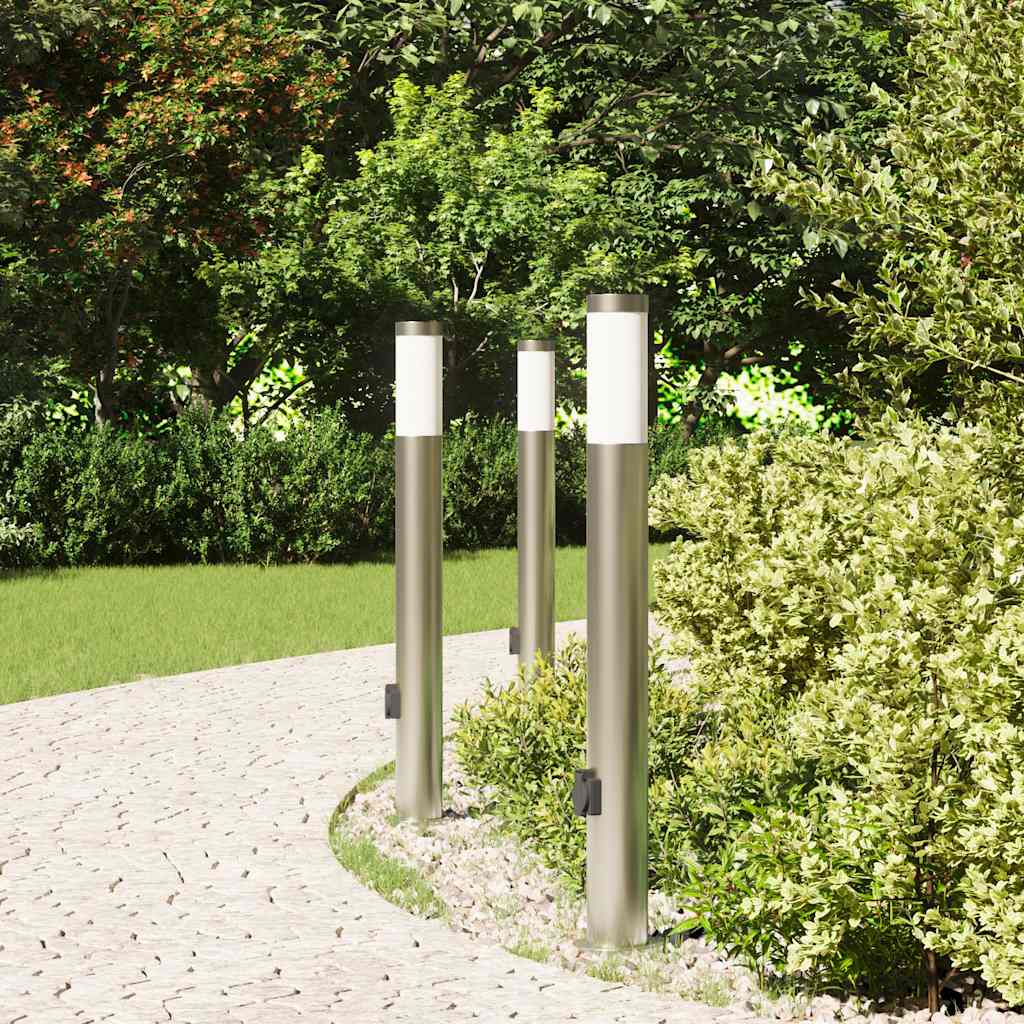 Bollard Lights with Outlet 3pcs 80 cm Stainless Steel IP44