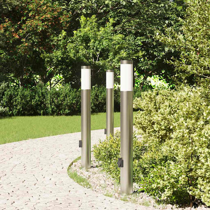 Bollard Lights with Outlet 3pcs 80 cm Stainless Steel IP44