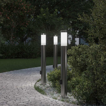 Bollard Lights with Outlet 3pcs 80 cm Stainless Steel IP44