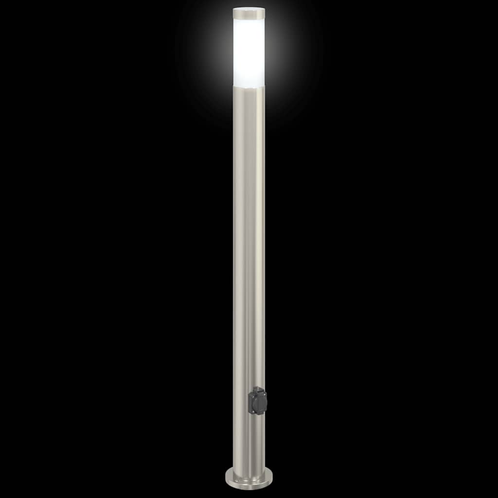 Bollard Light with Outlet 110 cm Stainless Steel IP44