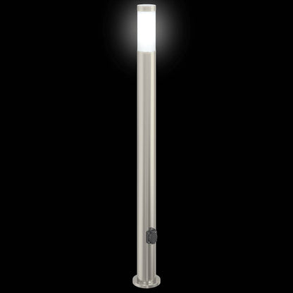 Bollard Light with Outlet 110 cm Stainless Steel IP44