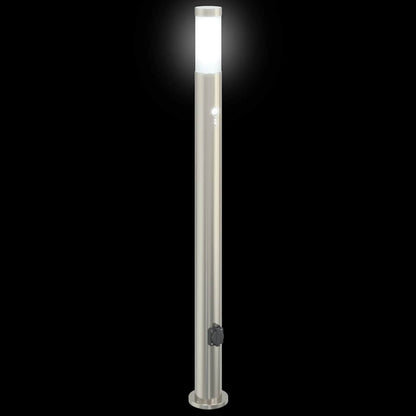 Bollard Lights with Sensor&Outlet 3pcs 110 cm Stainless Steel IP44