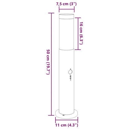 Bollard Lights with Sensor 3pcs 50 cm Stainless Steel IP44
