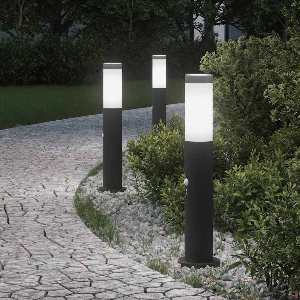 Bollard Lights with Sensor 3pcs 50 cm Stainless Steel IP44