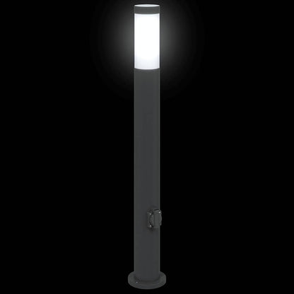 Bollard Light with Outlet 80 cm Stainless Steel IP44