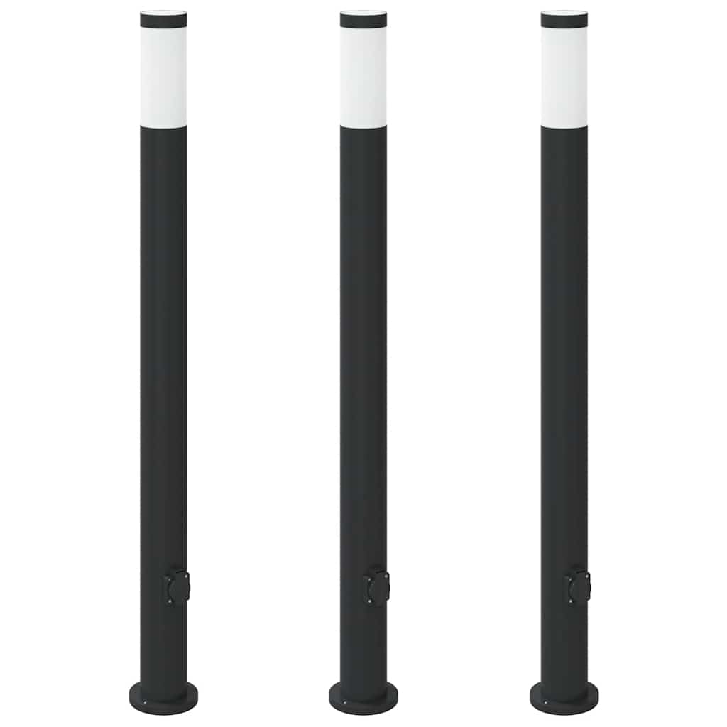 Bollard Lights with Outlet 3pcs 110 cm Stainless Steel IP44