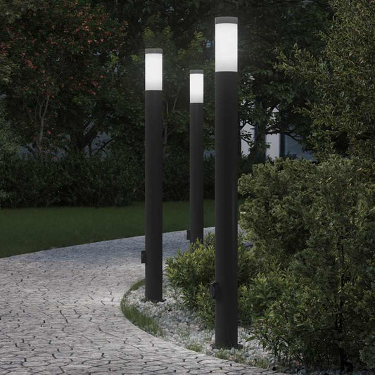 Bollard Lights with Outlet 3pcs 110 cm Stainless Steel IP44