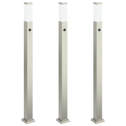 Bollard Lights with Sensor 3 pcs 110 cm Stainless Steel IP44