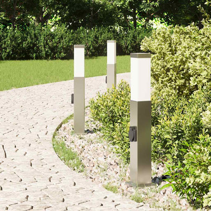 Bollard Lights with Outlet 3 pcs 50 cm Stainless Steel IP44