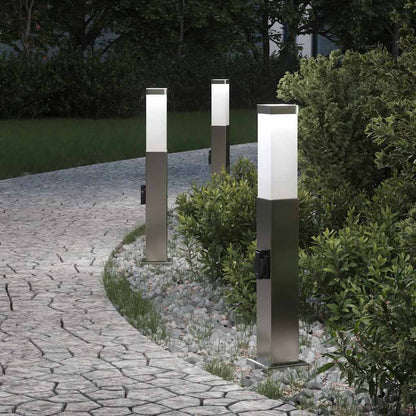 Bollard Lights with Outlet 3 pcs 50 cm Stainless Steel IP44