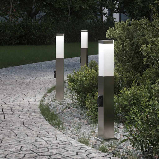 Bollard Lights with Outlet 3 pcs 50 cm Stainless Steel IP44