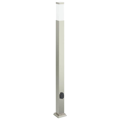 Bollard Light with Outlet 110 cm Stainless Steel IP44
