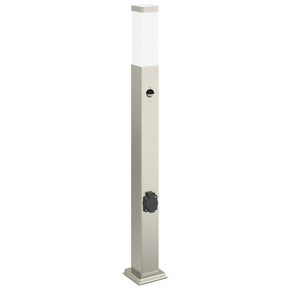 Bollard Light with Sensor&Outlet 80 cm Stainless Steel IP44