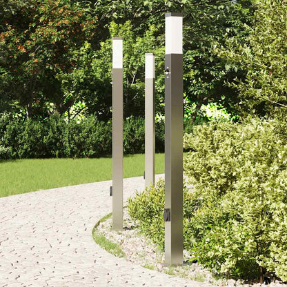 Bollard Lights with Sensor&Outlet 3 pcs 110 cm Stainless Steel IP44