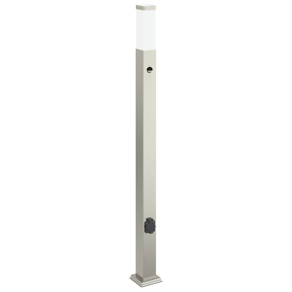 Bollard Lights with Sensor&Outlet 3 pcs 110 cm Stainless Steel IP44