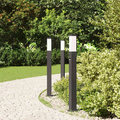 Bollard Lights with Sensor 3 pcs 80 cm Black IP44