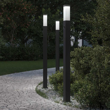 Bollard Lights with Sensor 3 pcs 110 cm Black IP44