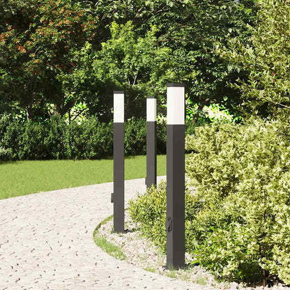 Bollard Lights with Outlet 3 pcs 80 cm Black IP44