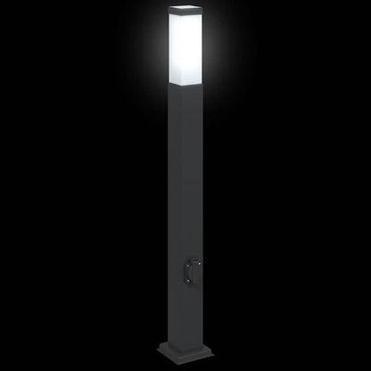 Bollard Lights with Outlet 3 pcs 80 cm Black IP44