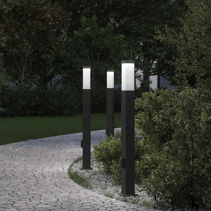 Bollard Lights with Outlet 3 pcs 80 cm Black IP44