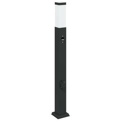Bollard Light with Sensor&Outlet 80 cm Black IP44