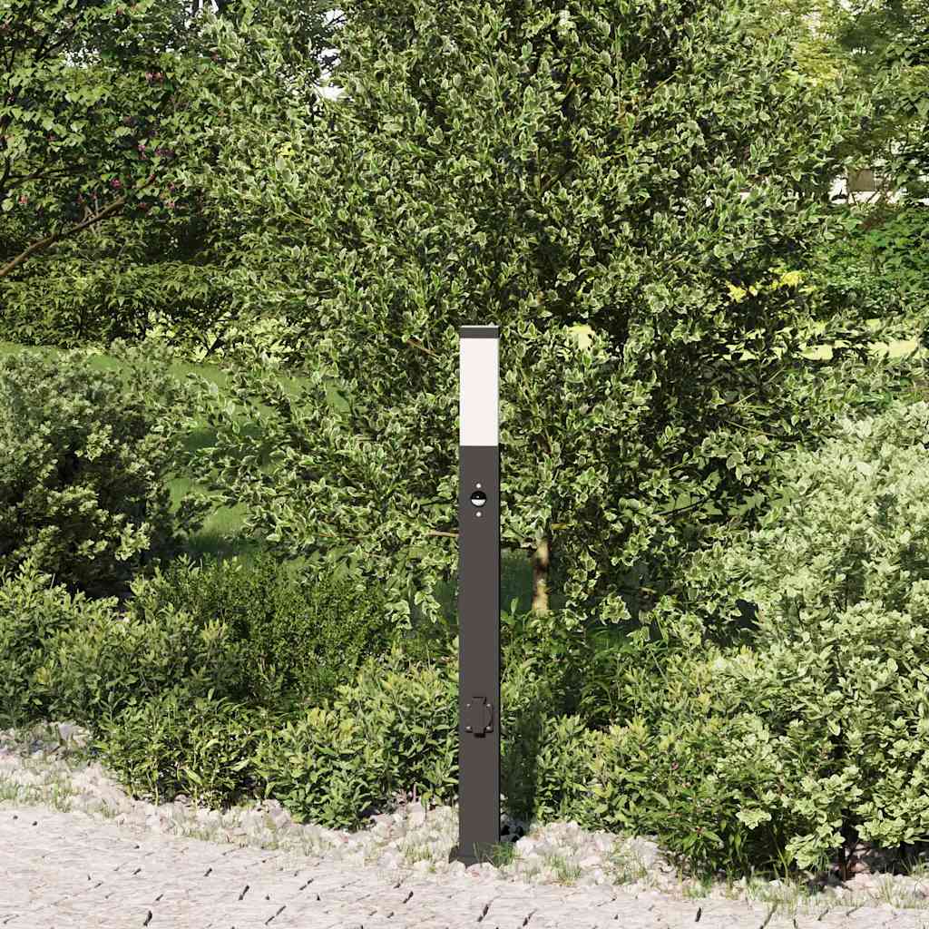 Bollard Light with Sensor&Outlet 80 cm Black IP44