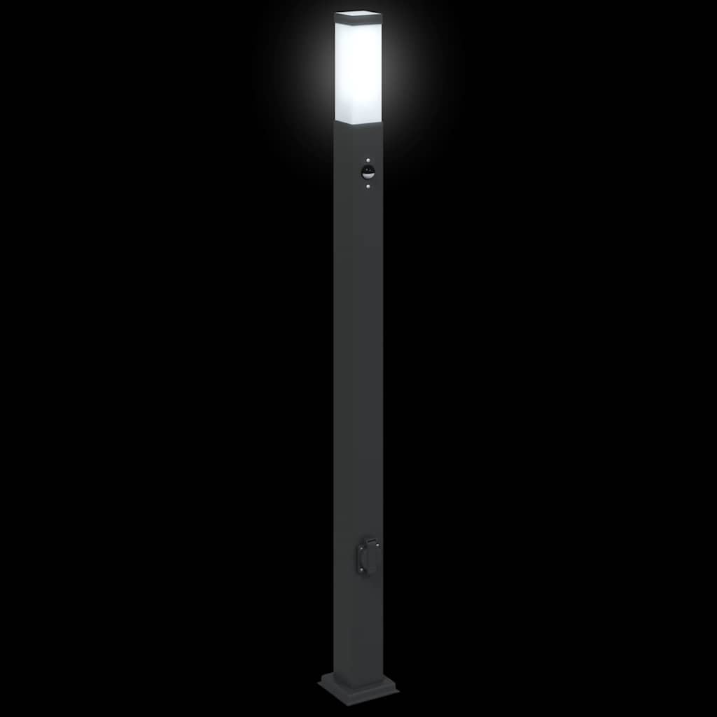 Bollard Light with Sensor&Outlet 110 cm Black IP44