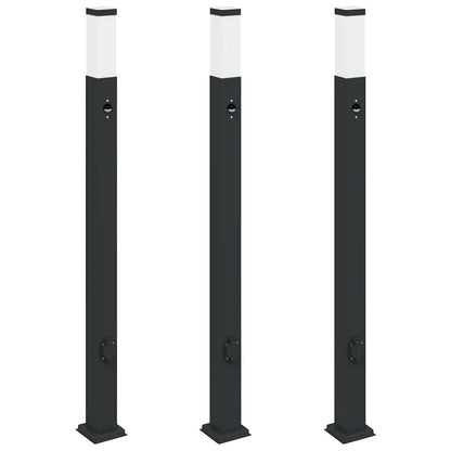 Bollard Lights with Sensor&Outlet 3 pcs 110 cm Black IP44